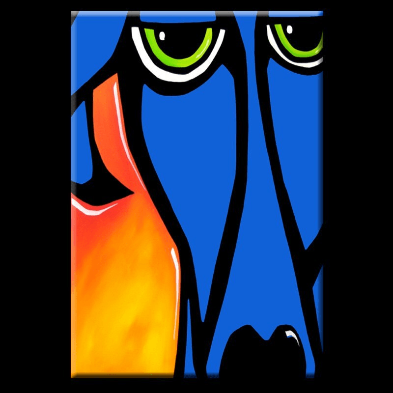Abstract painting Modern pop Art Contemporary Portrait blue dog - Always - Thomasfedro