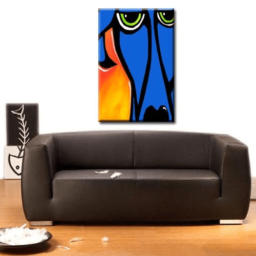 Abstract painting Modern pop Art Contemporary Portrait blue dog - Always - Thomasfedro
