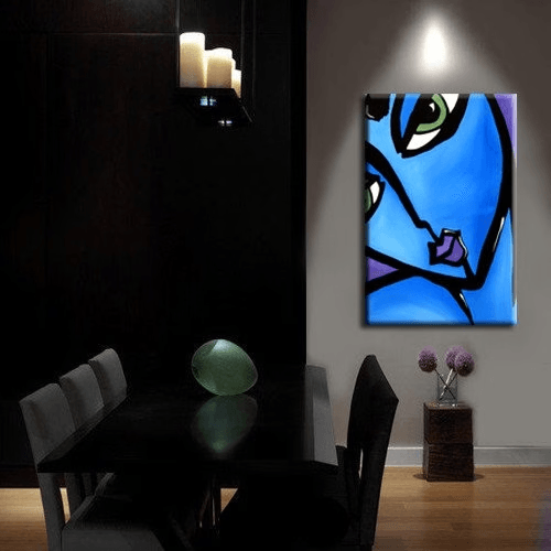 Abstract painting Modern pop Art Blue Portrait - Celebrate Life - Thomasfedro