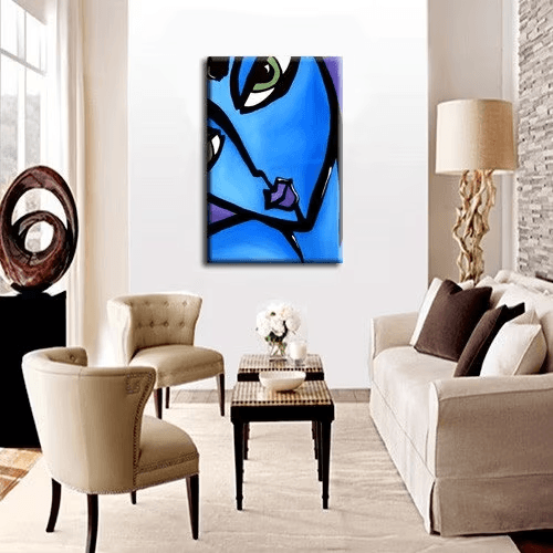 Abstract painting Modern pop Art Blue Portrait - Celebrate Life - Thomasfedro