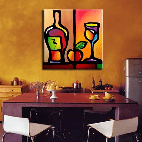 Original Abstract painting Modern pop Art large colorful cubist wine - Tasty - Thomasfedro