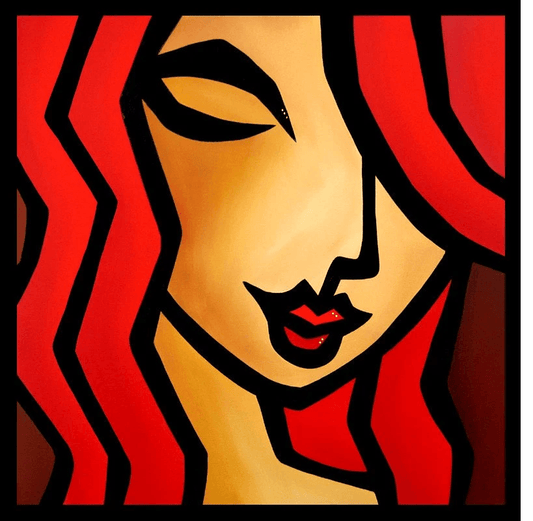 Original Abstract painting Modern pop Art Red Portrait - Inferno - Thomasfedro