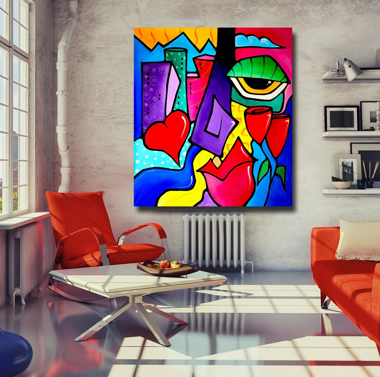 Abstract art original colorful collage painting - Recovery