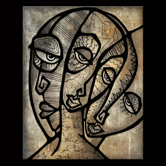 Abstract art original cubist painting - Atonement