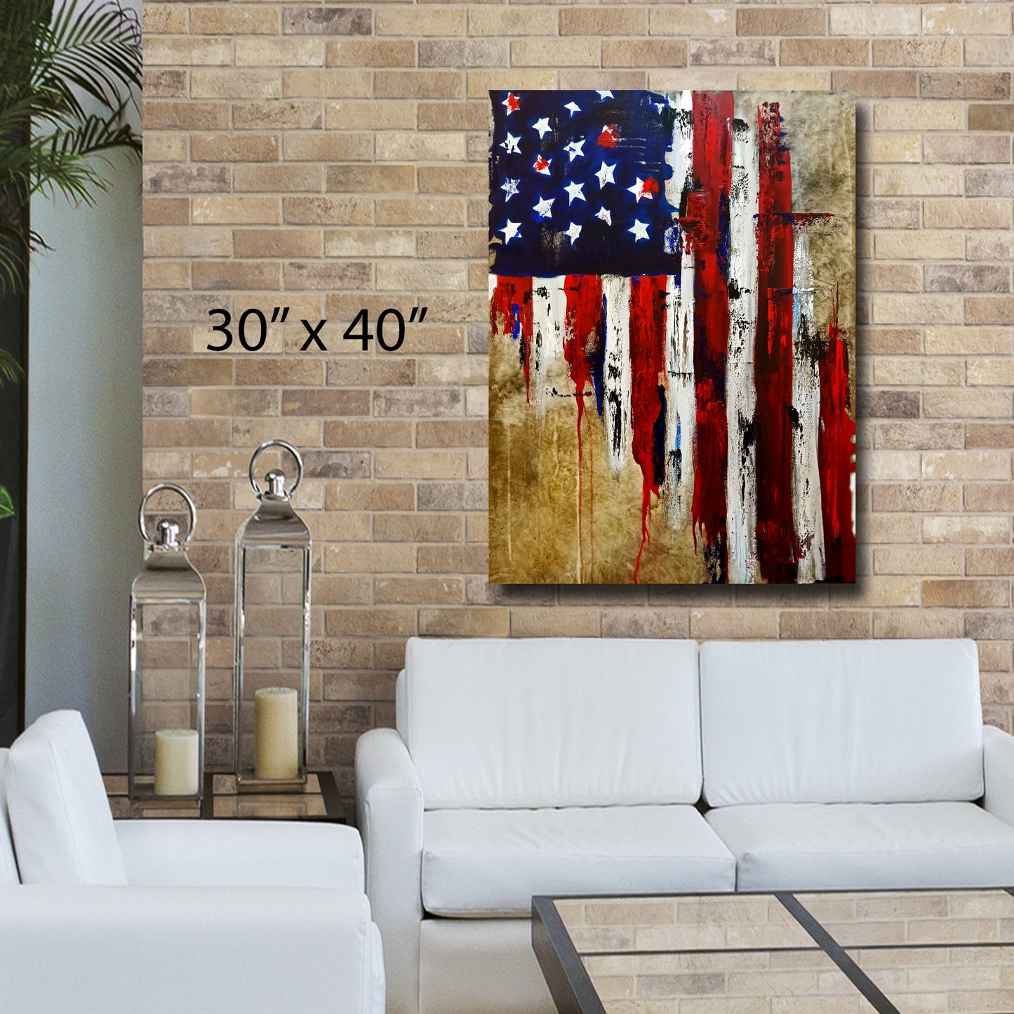 Abstract art original distressed flag painting - America