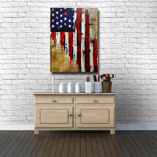 Abstract expressionist art original flag canvas print - America II - Thomasfedro