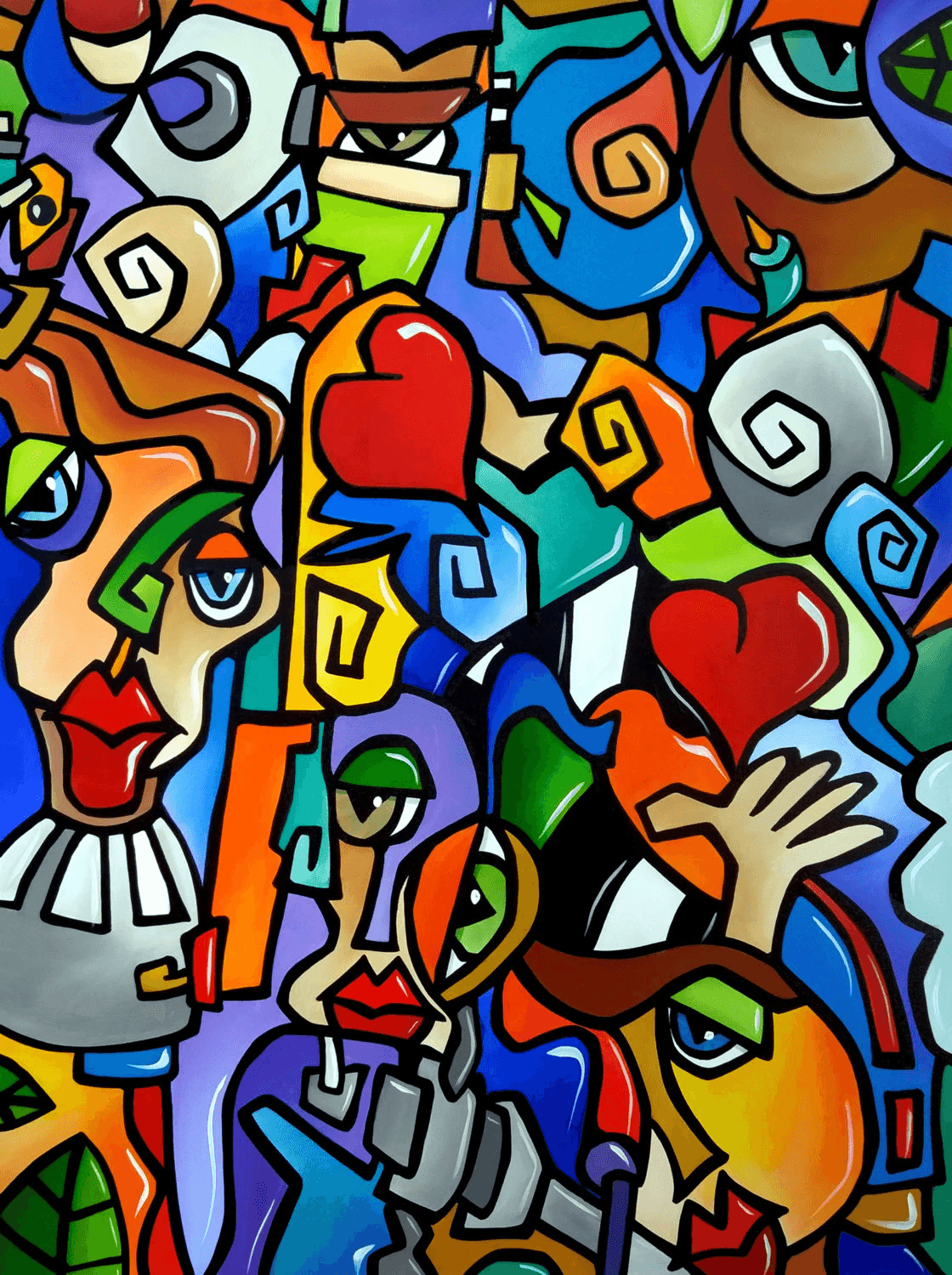 Abstract art canvas print modern hearts pop large - Side Show - Thomasfedro
