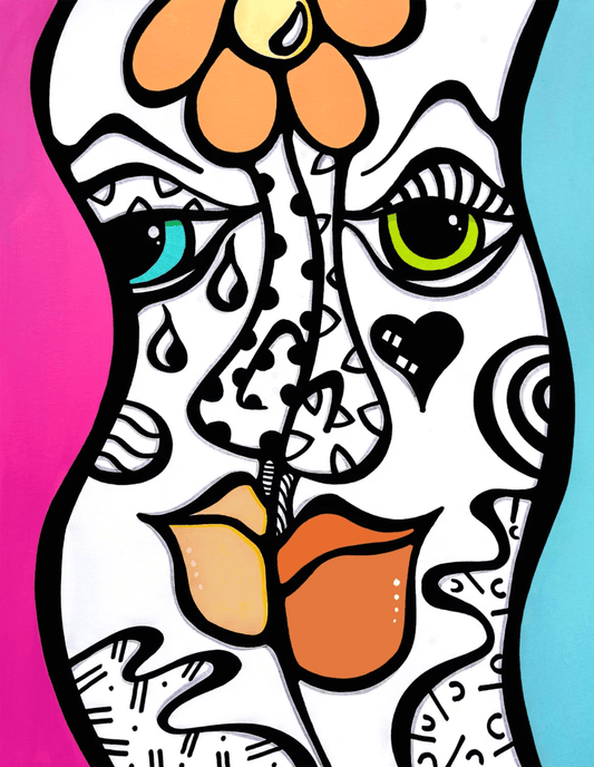 Abstract art painting original Modern pop Contemporary Faces - Stereo Love - Thomasfedro