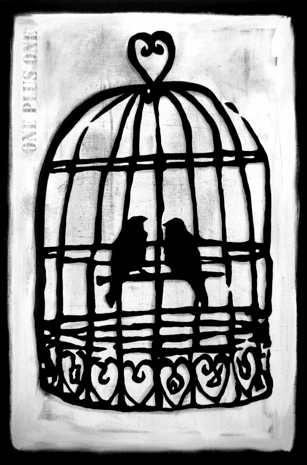 Abstract art print Modern Home Decor Canvas Love birds - One Plus One - Thomasfedro