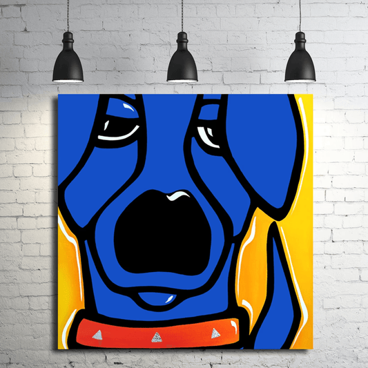 Abstract Blue Dog Pop Art Canvas Print - Curiosity - Thomasfedro