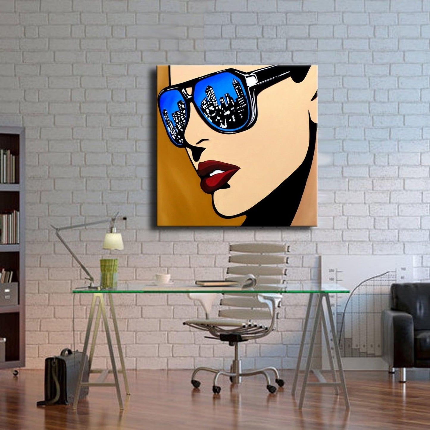 Abstract Pop Art painting colorful city blue huge woman portrait - Urban Vision - Thomasfedro
