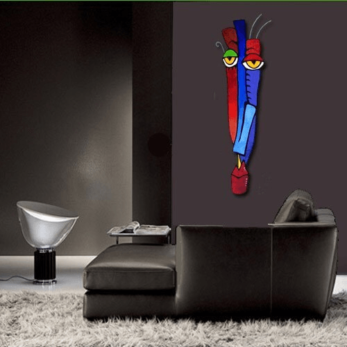 Modern Art Wall Sculpture Abstract Painting colorful tribal cubist mask - Zenith - Thomasfedro