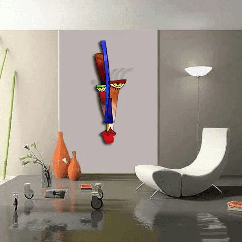 Original art Sculpture Abstract colorful Contemporary Large tribal cubist wall decor - Sentry - Thomasfedro