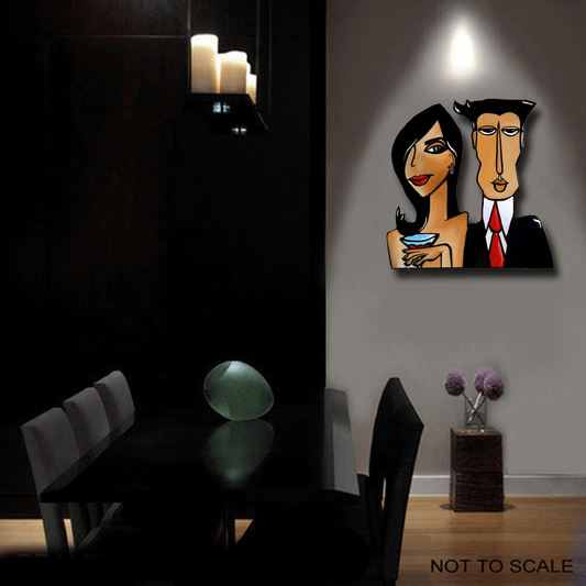 Modern art Sculpture Abstract Painting colorful couple portrait - Date Nite - Thomasfedro