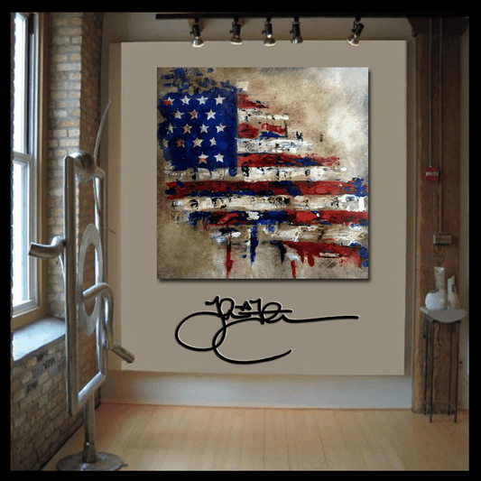Original art abstract flag veterans canvas print - America - Thomasfedro