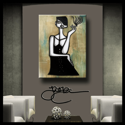 Expressionist abstract street style pop art Paris canvas print - Bad Habits - Thomasfedro