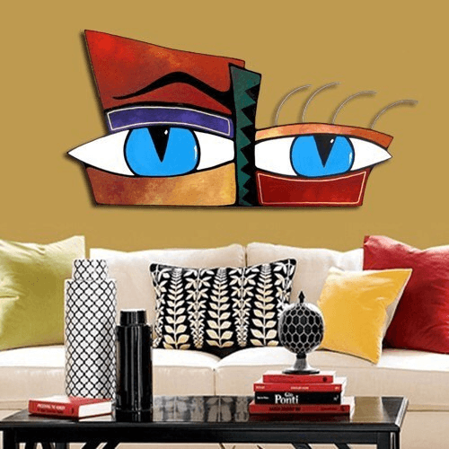 Fine art Sculpture Abstract Painting modern original colorful tribal cubist decor - Root Down - Thomasfedro
