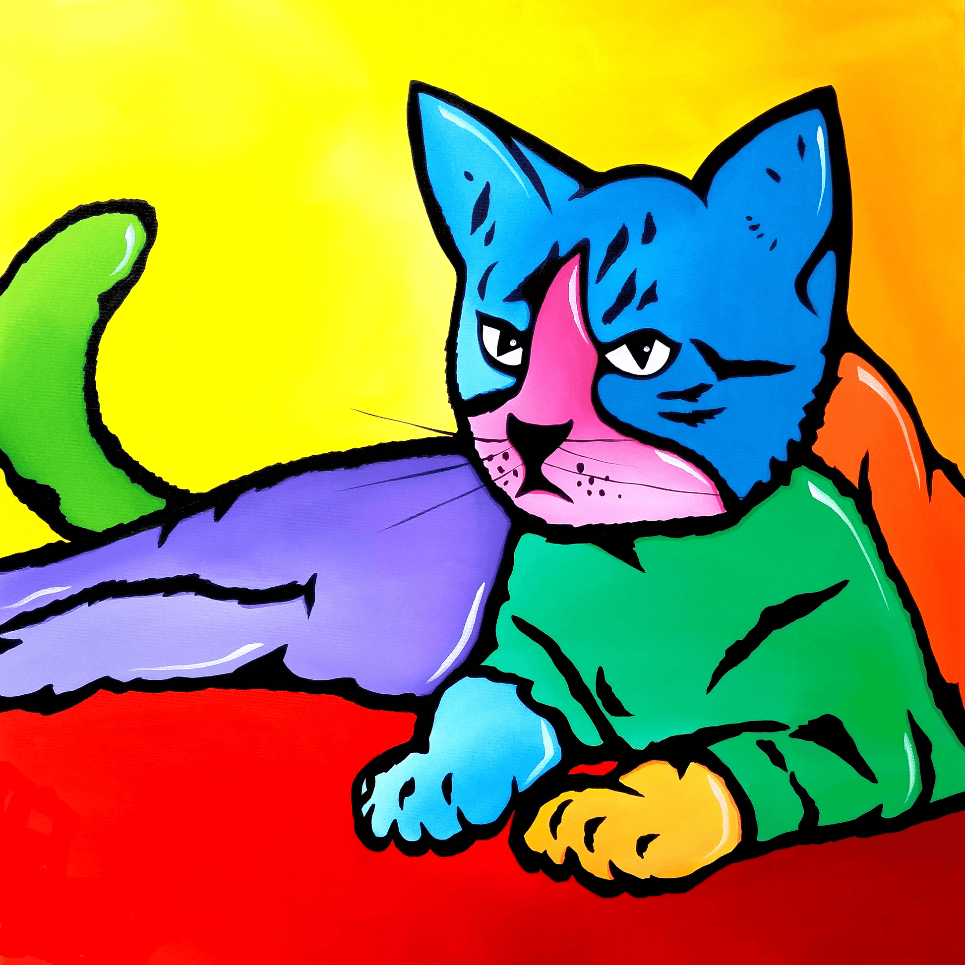 Abstract cat canvas print original modern pop art - Kitty - Thomasfedro