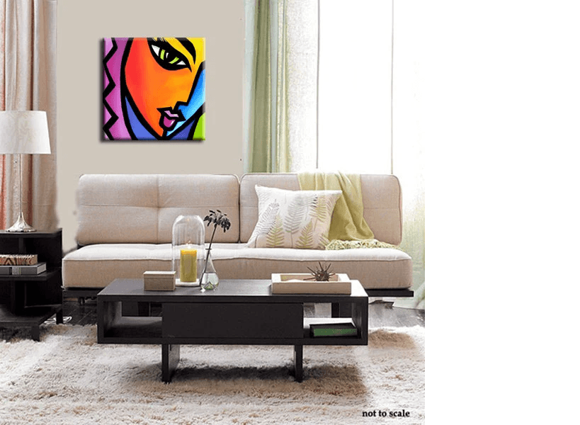 Abstract painting Modern pop Art Contemporary colorful Portrait - Pretending - Thomasfedro